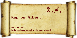 Kapros Albert névjegykártya