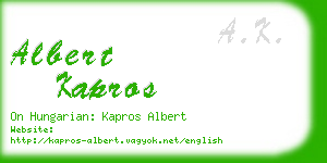 albert kapros business card